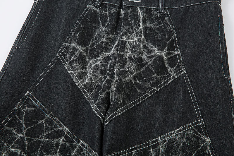 Wide-Leg Patchwork Denim Jeans – Vintage Streetwear Statement