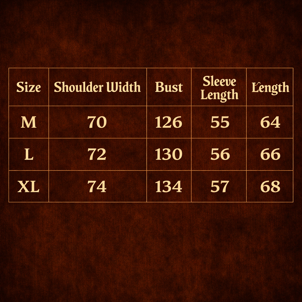 ARC BoxRogue streetwear hoodie size chart showing shoulder width bust sleeve length and hoodie length measurements