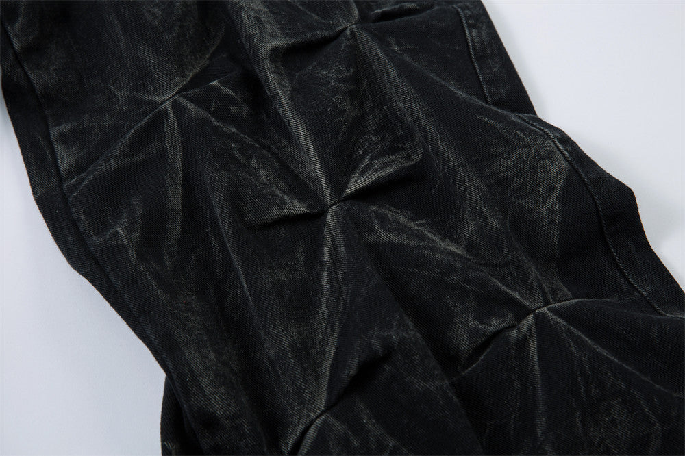 Heavy Pleated Dyed Denim Pants – Hip Hop Vintage Street Vibe