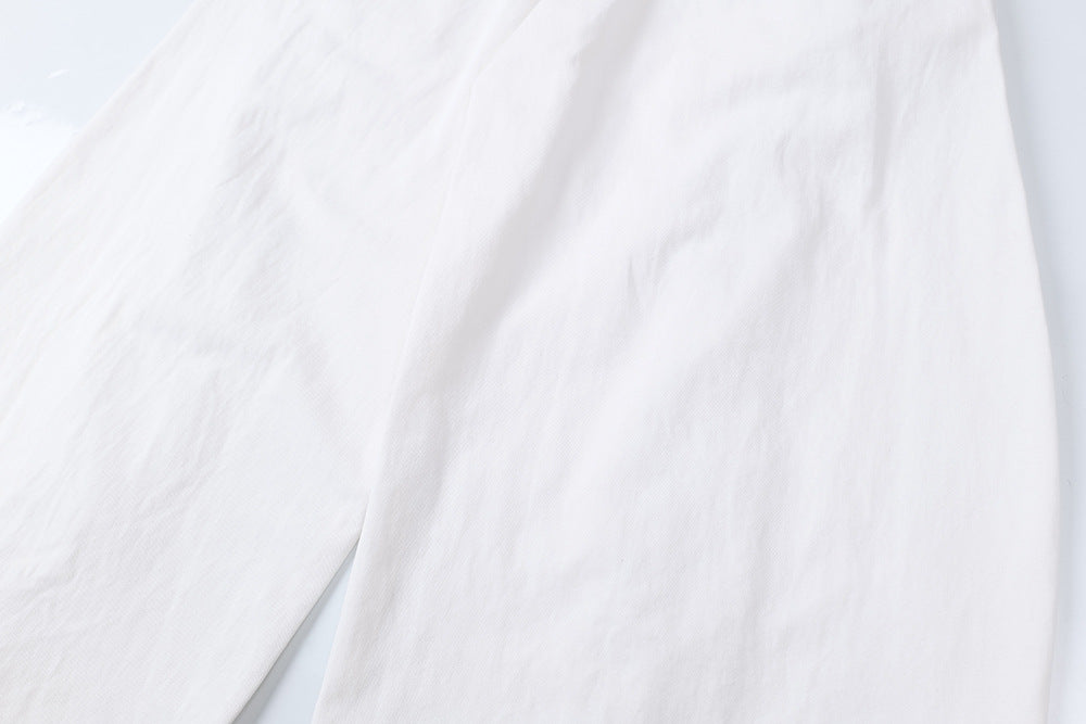 Heavy Pleated White Dyed Denim Pants – Streetwear with Attitude