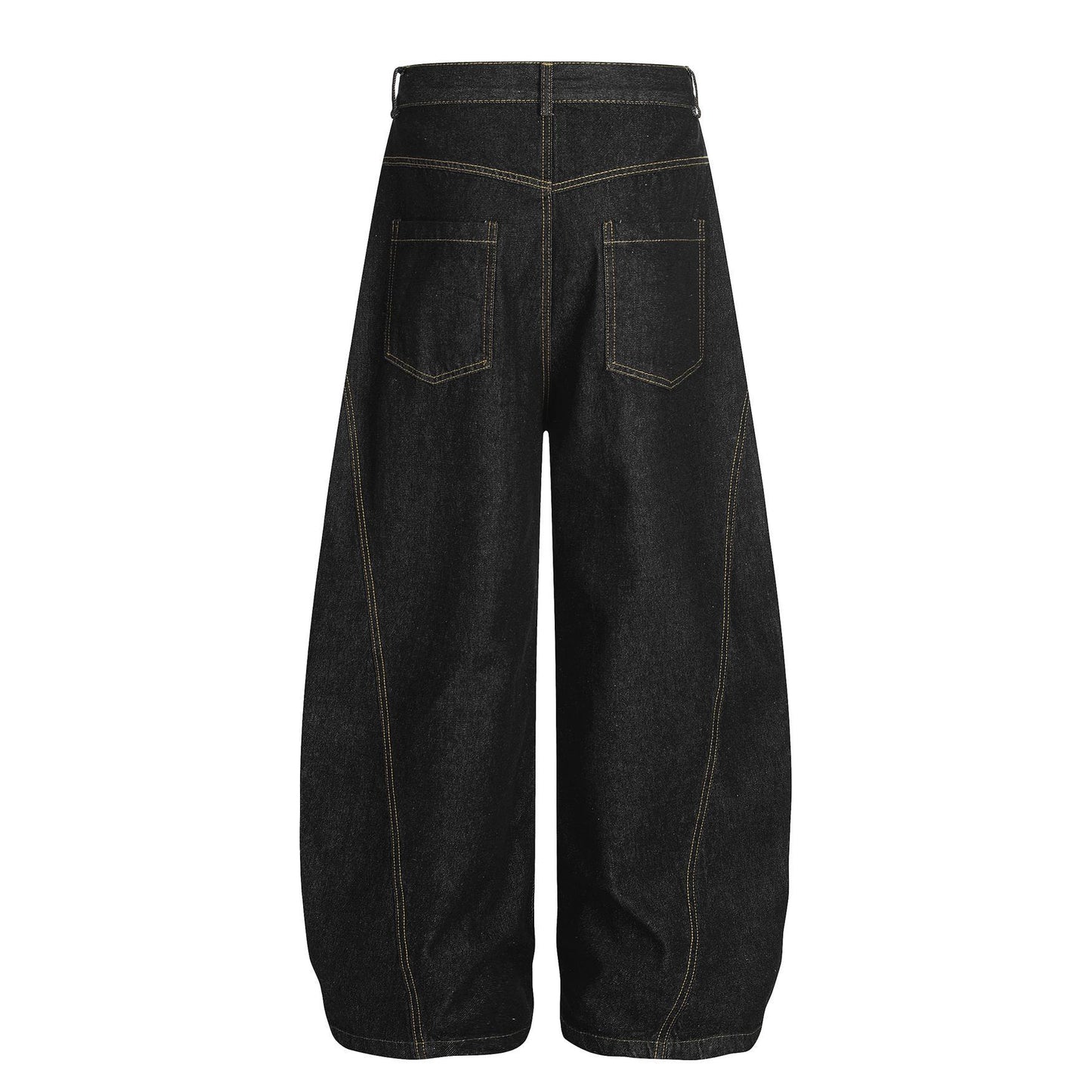 Embroidered puppy baggy curved knife jeans