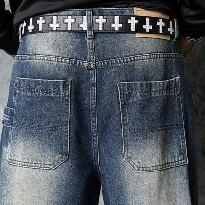 Graffiti Vibe: Hip-Hop Dyed Denim Pants – Loose Fit Street Trend