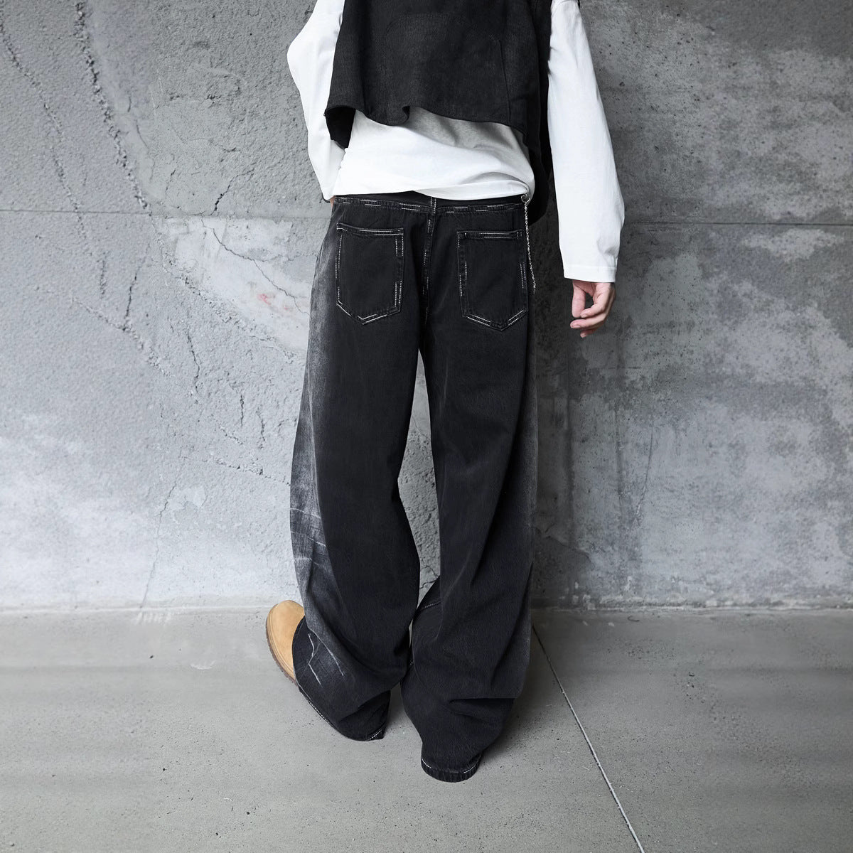 Lightning Strike: Vintage Washed Gradient Denim – Straight to Wide Leg