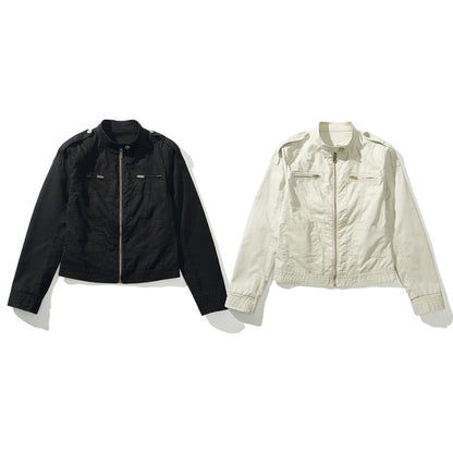 High Street Harrington Jacket Loose Heavyweight  Washed Mature Minimalist Patchwork Jacket Trendy Boxy