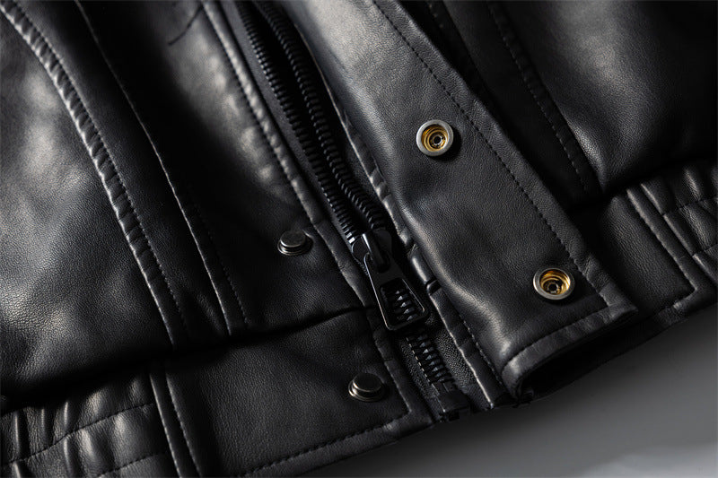 Casual Sand-Washed Heavy Work PU Leather Jacket Men and Women Motorcycle Jacket