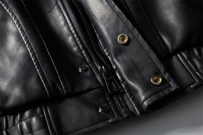 Casual Sand-Washed Heavy Work PU Leather Jacket Men and Women Motorcycle Jacket