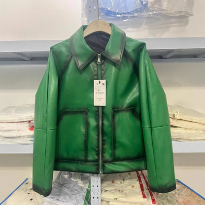 Retro PU Leather Flight Jacket for Women – Timeless Street Elegance