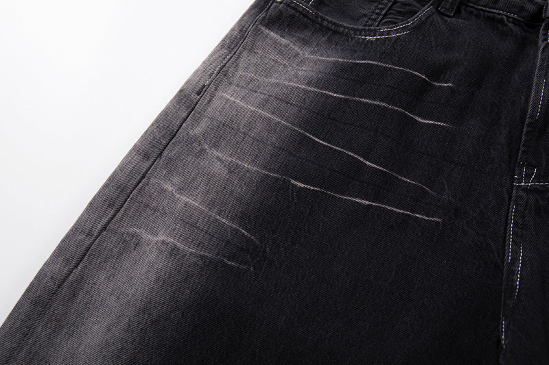 Lightning Strike: Vintage Washed Gradient Denim – Straight to Wide Leg