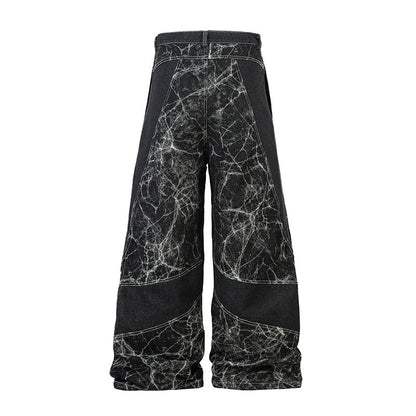 Wide-Leg Patchwork Denim Jeans – Vintage Streetwear Statement
