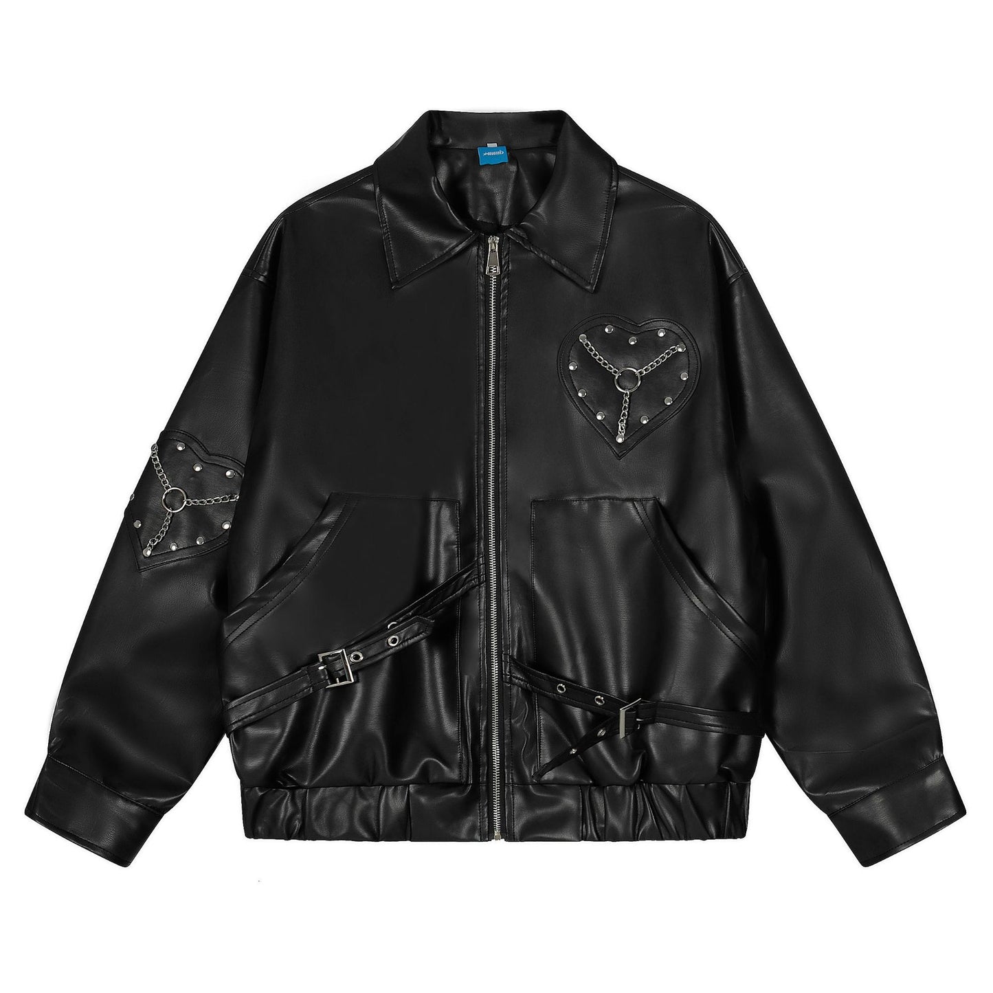 Retro punk street loose PU leather jacket motorcycle jacket