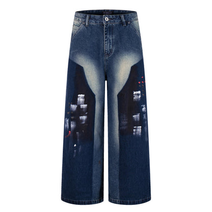 Graffiti Vibe: Hip-Hop Dyed Denim Pants – Loose Fit Street Trend
