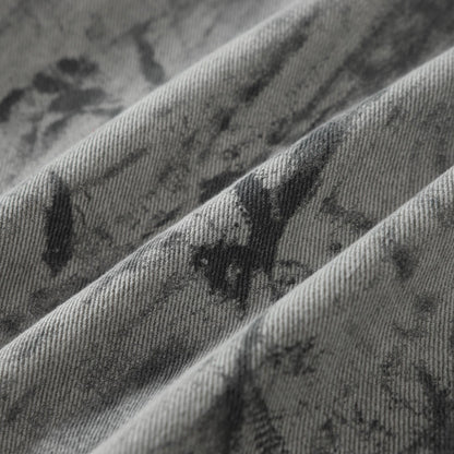 Retro Deconstruction Washed Tie-Dye Denim Jacket