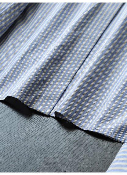 Artistic Style “Striped Overture” Slim-Fit Short-Cut Striped Shirt