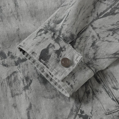 Retro Deconstruction Washed Tie-Dye Denim Jacket
