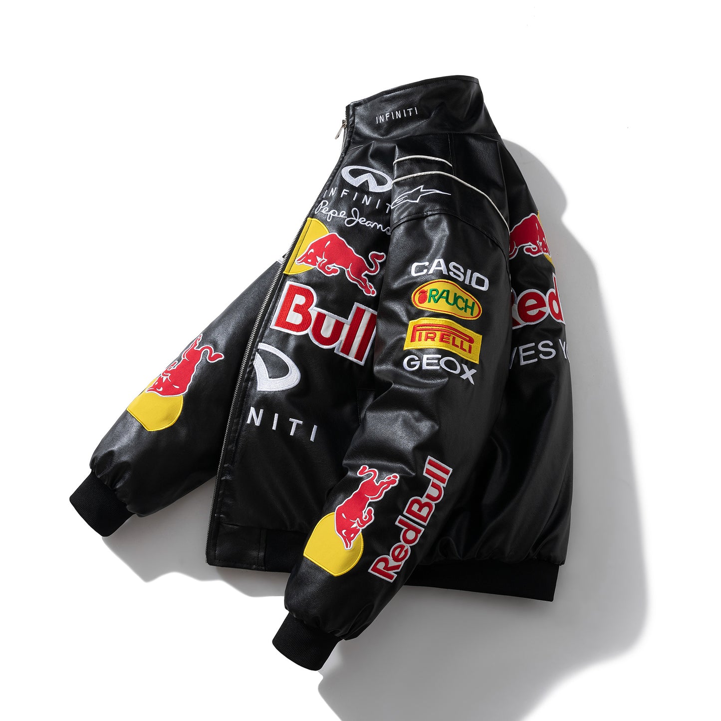 Heavy Embroidery PU Leather Motorcycle Jacket