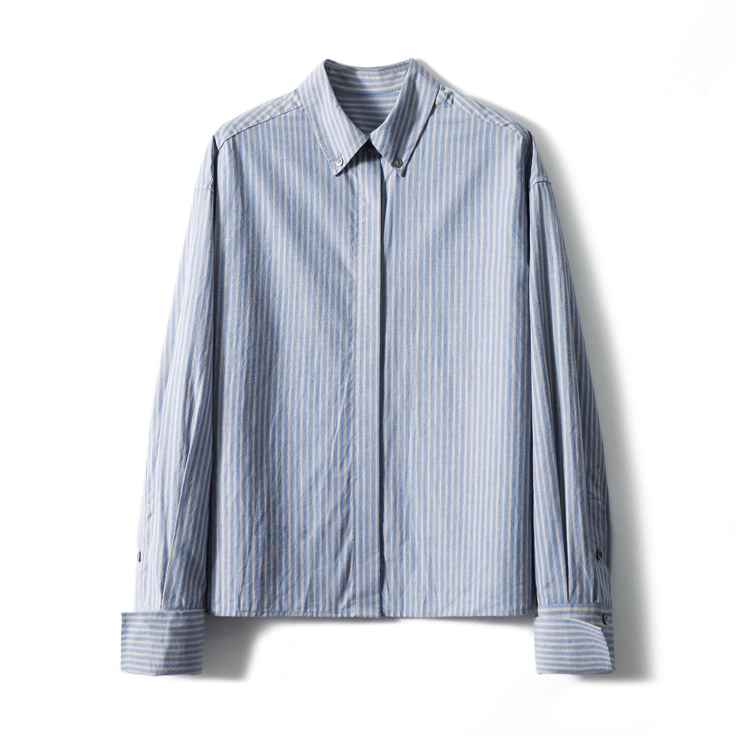 Artistic Style “Striped Overture” Slim-Fit Short-Cut Striped Shirt