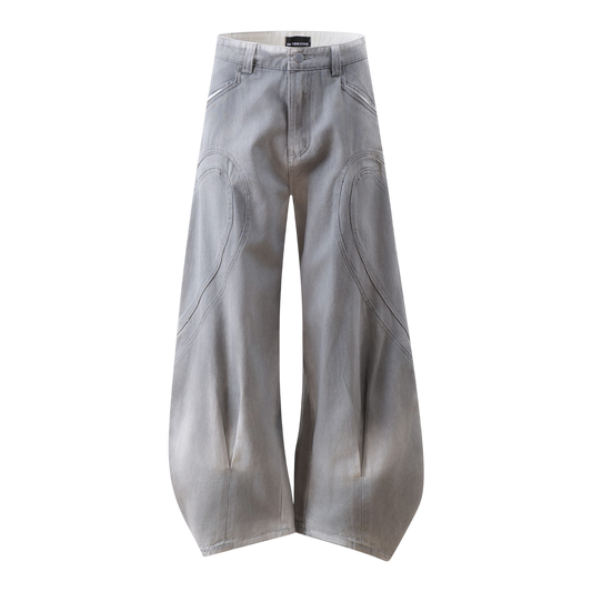 ARC MistEdge dirty white wide leg denim pants front view retro streetwear loose fit trousers