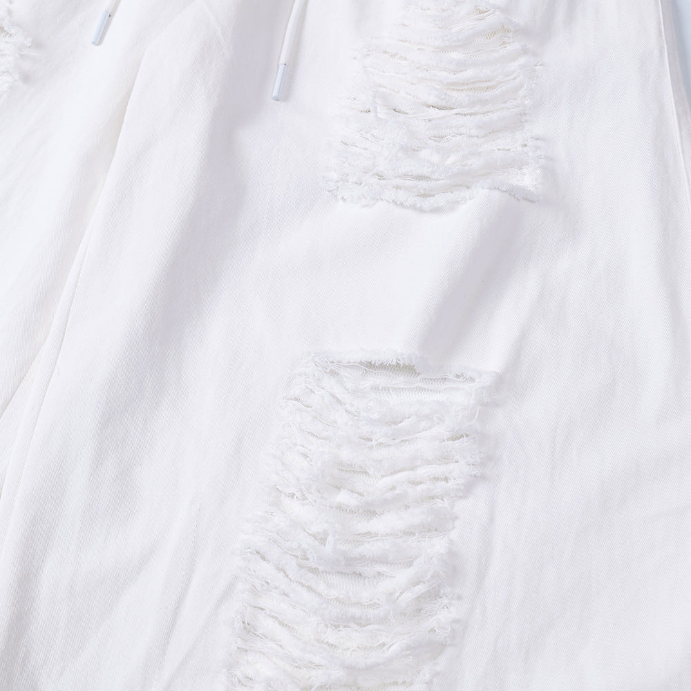 Heavy Pleated White Dyed Denim Pants – Streetwear with Attitude