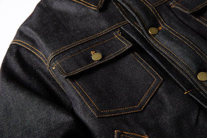 Selvedge Raw Denim Boxed Wide Jacket – Warm, Stylish & Street-Ready