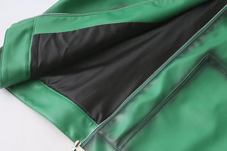 Retro PU Leather Flight Jacket for Women – Timeless Street Elegance