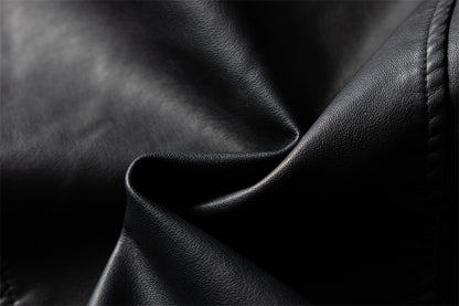 Casual Sand-Washed Heavy Work PU Leather Jacket Men and Women Motorcycle Jacket