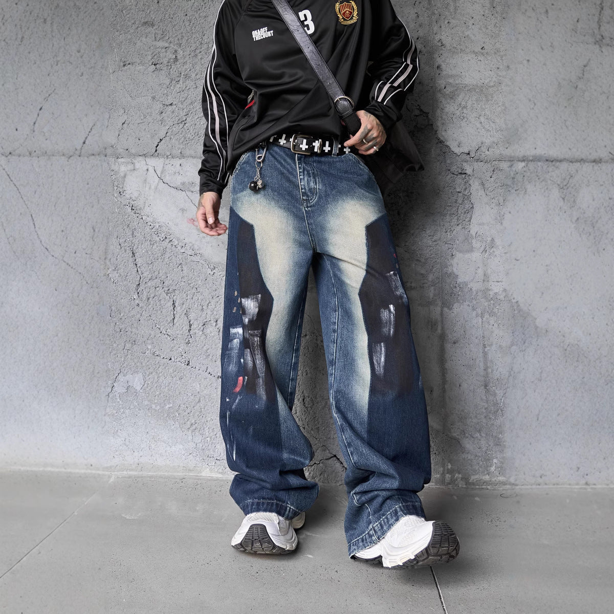Graffiti Vibe: Hip-Hop Dyed Denim Pants – Loose Fit Street Trend