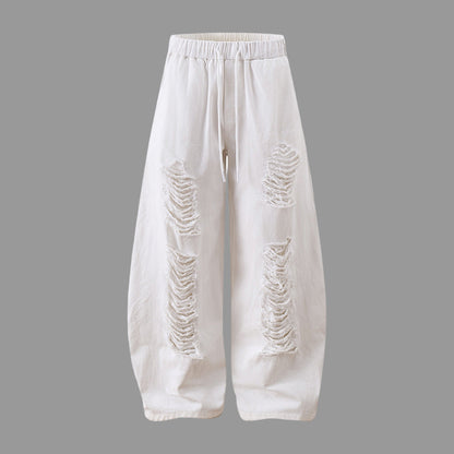 Heavy Pleated White Dyed Denim Pants – Streetwear with Attitude