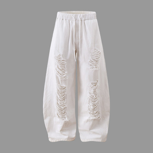 Heavy Pleated White Dyed Denim Pants – Streetwear with Attitude