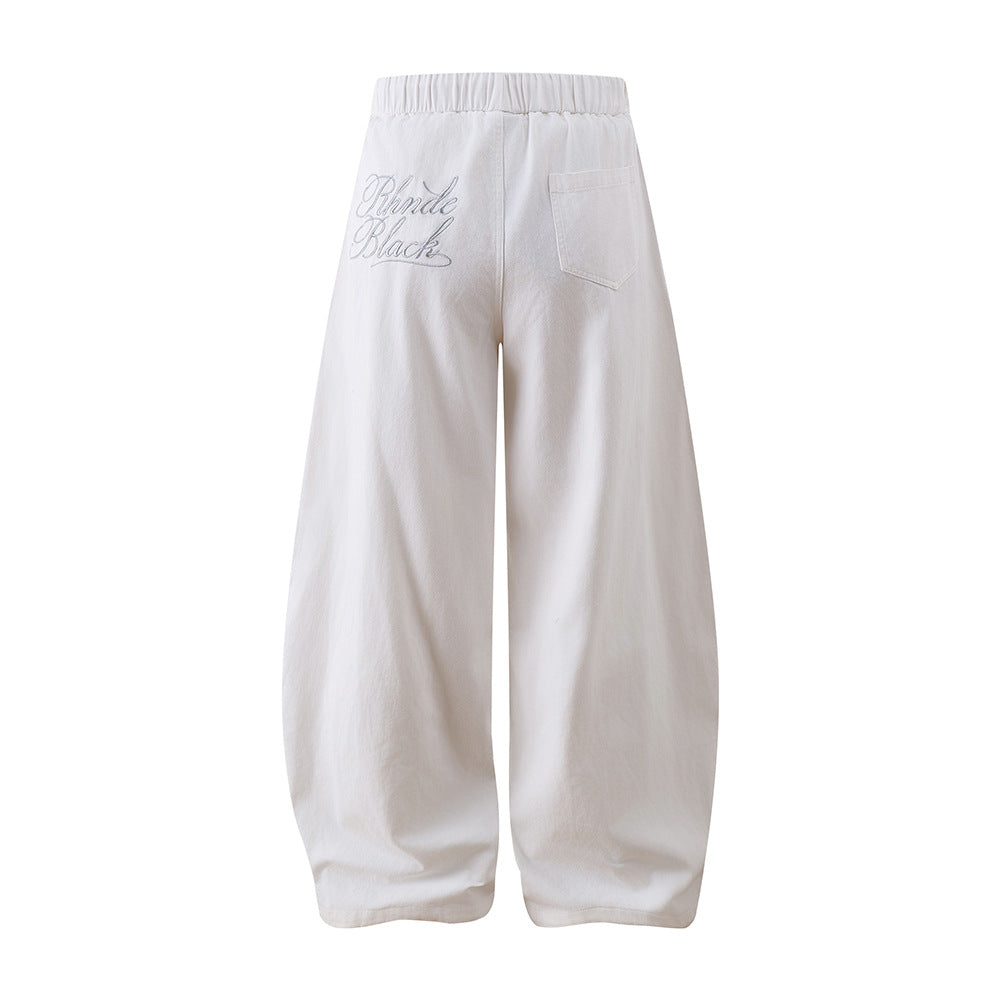 Heavy Pleated White Dyed Denim Pants – Streetwear with Attitude