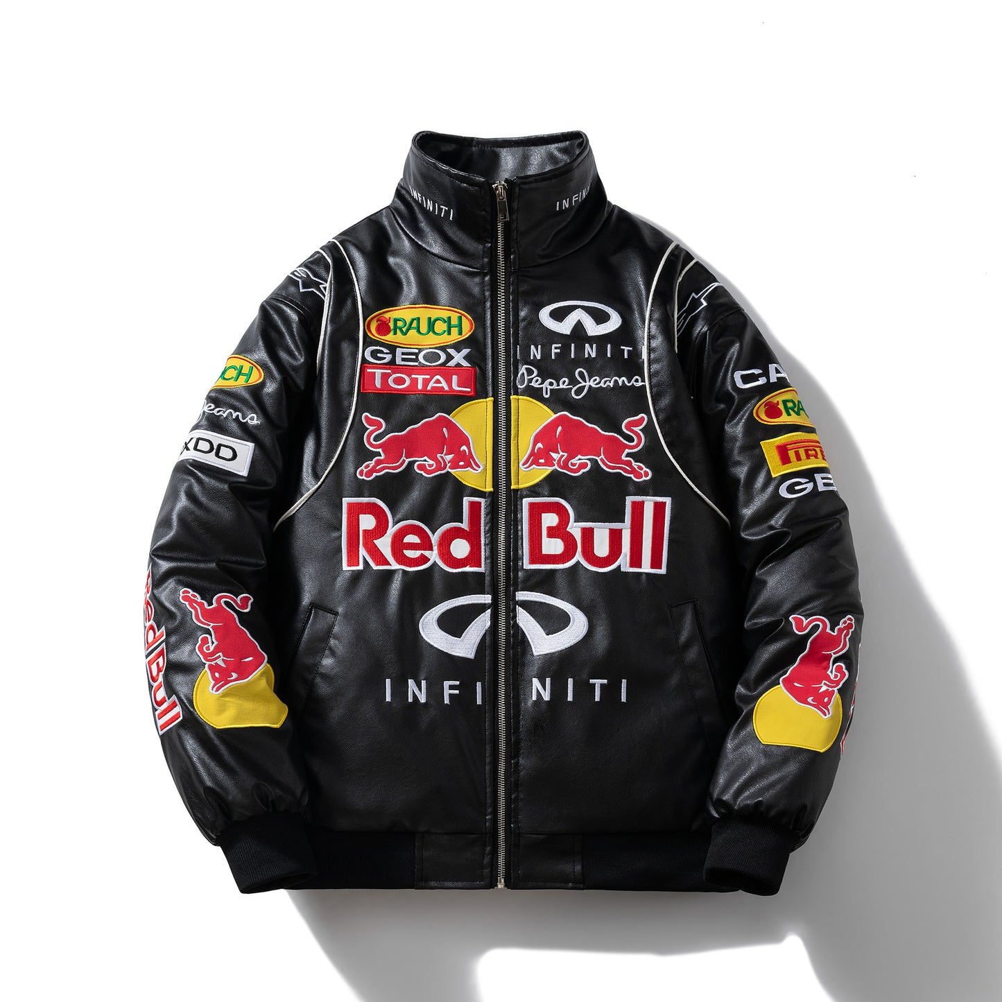 Heavy Embroidery PU Leather Motorcycle Jacket