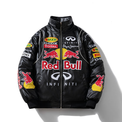 Heavy Embroidery PU Leather Motorcycle Jacket