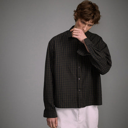 Short checkered shirt men's shirt