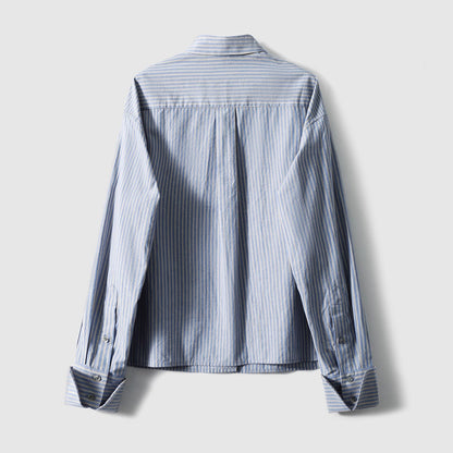 Artistic Style “Striped Overture” Slim-Fit Short-Cut Striped Shirt