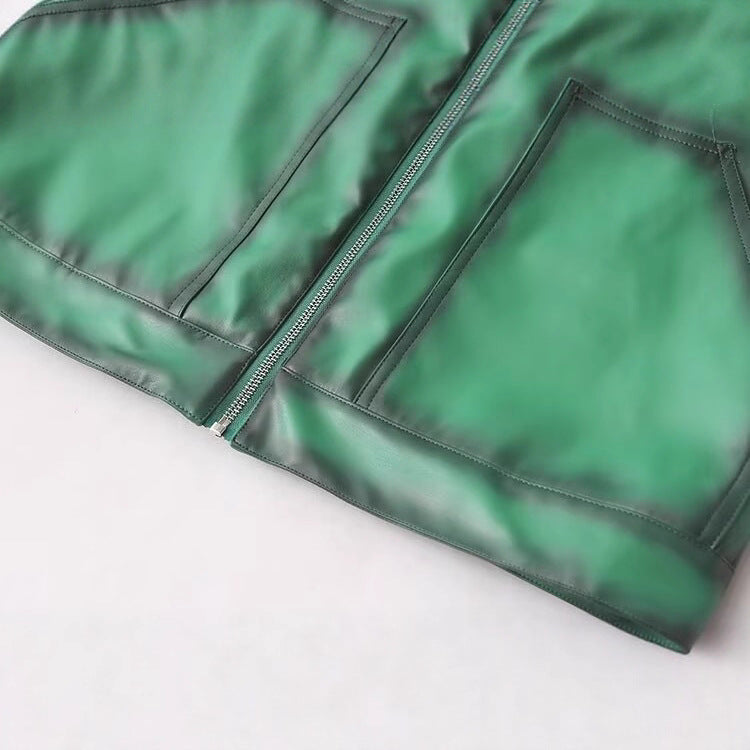 Retro PU Leather Flight Jacket for Women – Timeless Street Elegance