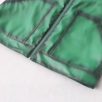 Retro PU Leather Flight Jacket for Women – Timeless Street Elegance