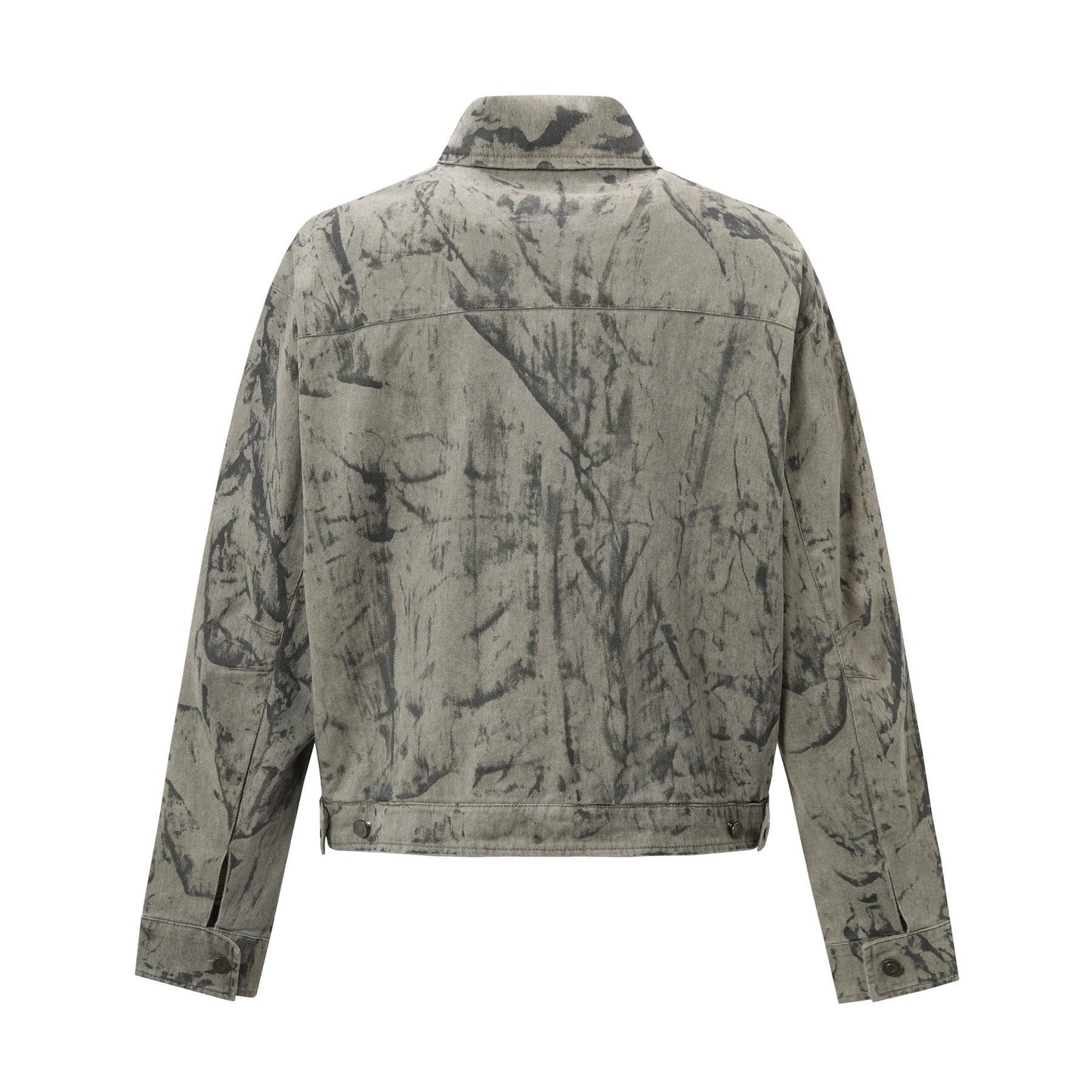 Retro Deconstruction Washed Tie-Dye Denim Jacket