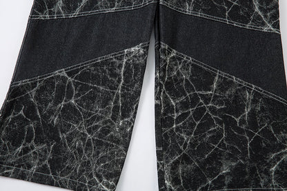 Wide-Leg Patchwork Denim Jeans – Vintage Streetwear Statement