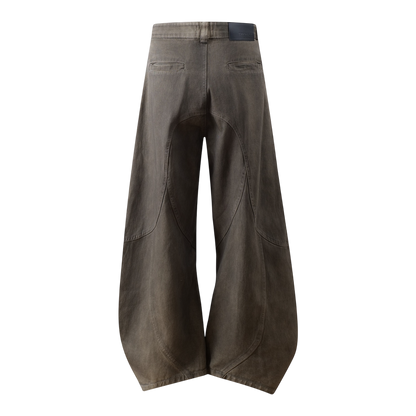 ARC DriftForm brown vintage washed wide leg denim pants back view minimal streetwear jeans