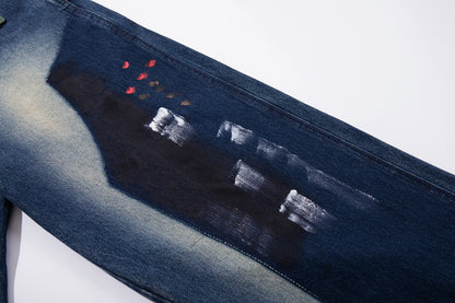 Graffiti Vibe: Hip-Hop Dyed Denim Pants – Loose Fit Street Trend