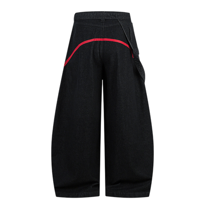 ARC BlockRogue black wide leg streetwear pants back view with minimal design and relaxed fit