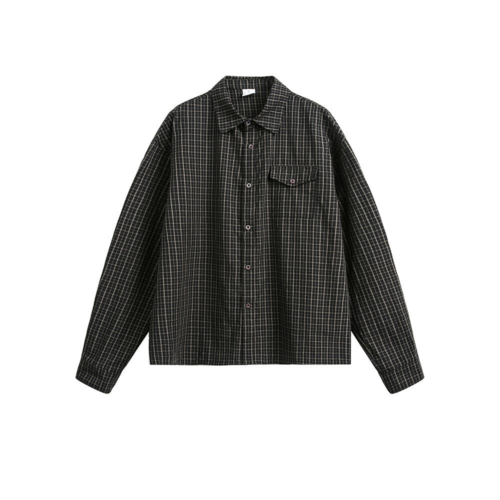 Short checkered shirt men's shirt