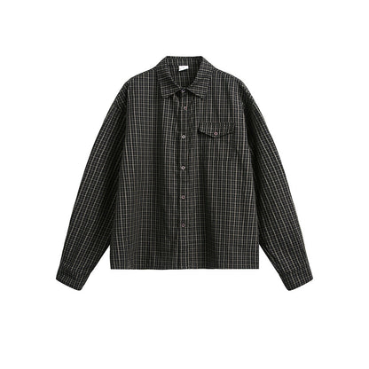 Short checkered shirt men's shirt