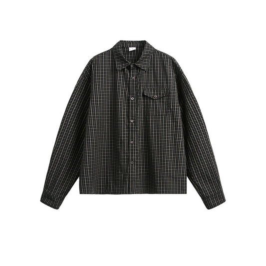 Short checkered shirt men's shirt