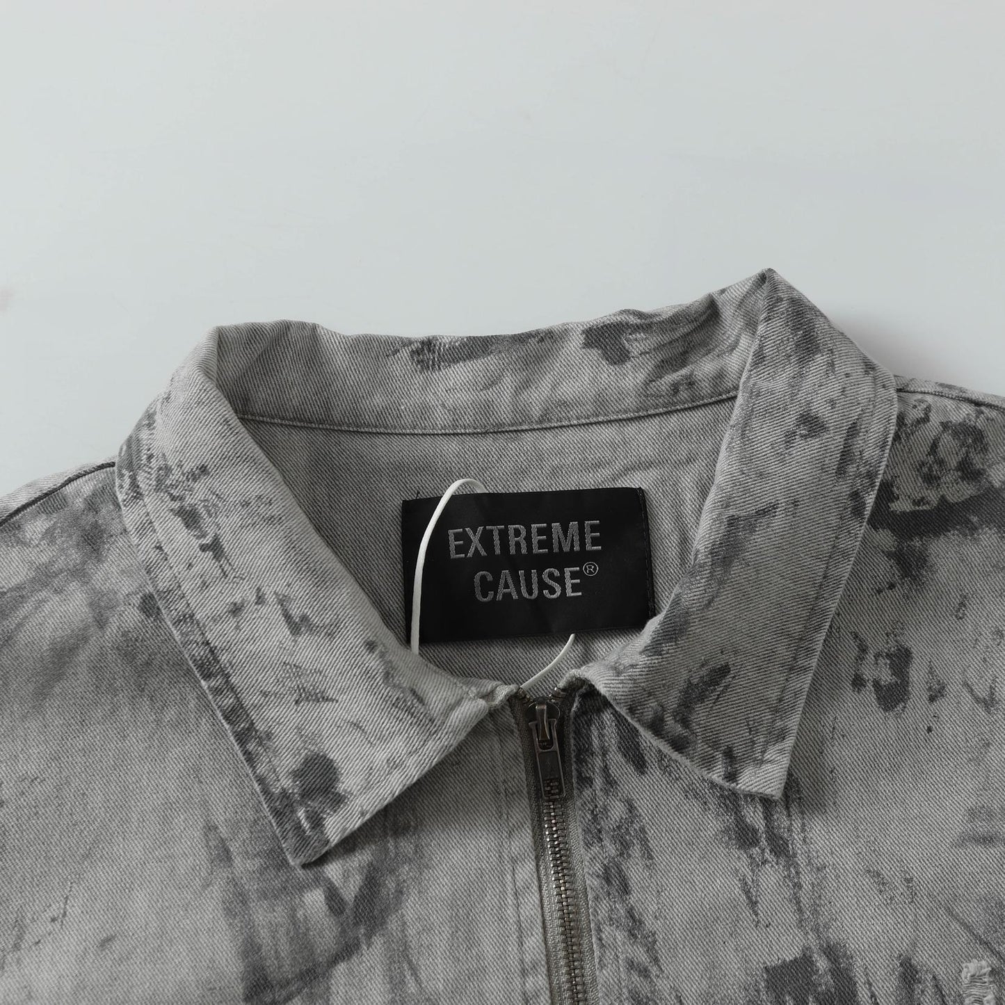 Retro Deconstruction Washed Tie-Dye Denim Jacket