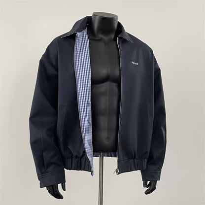 Men’s Reversible Flip Collar Flying Jacket – Street Classic with Dual-Tone Style