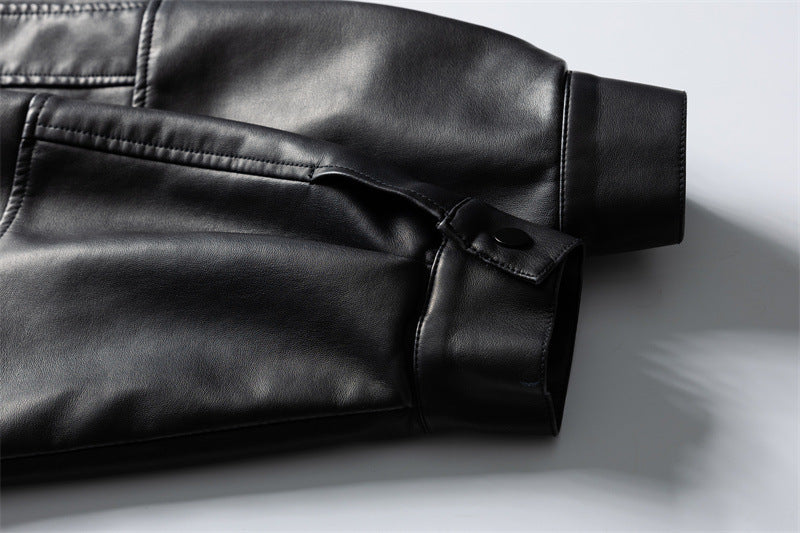 Casual Sand-Washed Heavy Work PU Leather Jacket Men and Women Motorcycle Jacket