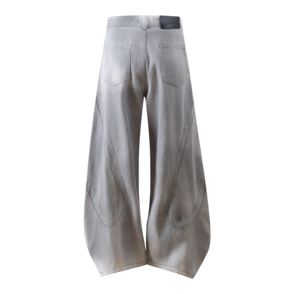ARC MistEdge dirty white wide leg streetwear pants back view minimal vintage style denim trousers