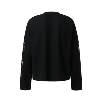 VoidVision black long sleeve streetwear shirt back view with minimal clean design and relaxed silhouette