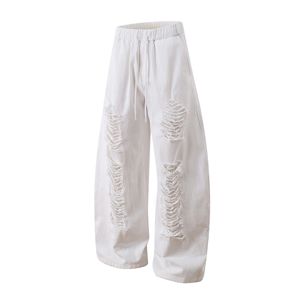 Heavy Pleated White Dyed Denim Pants – Streetwear with Attitude