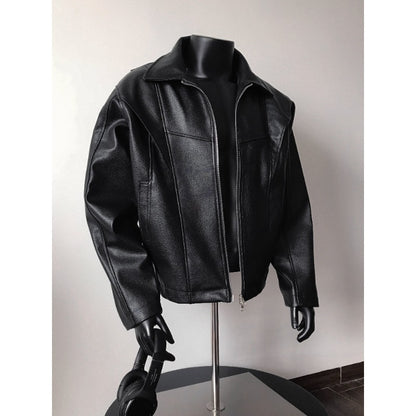 PU Leather Black Jacket – Unisex Street Classic with Modern Edge